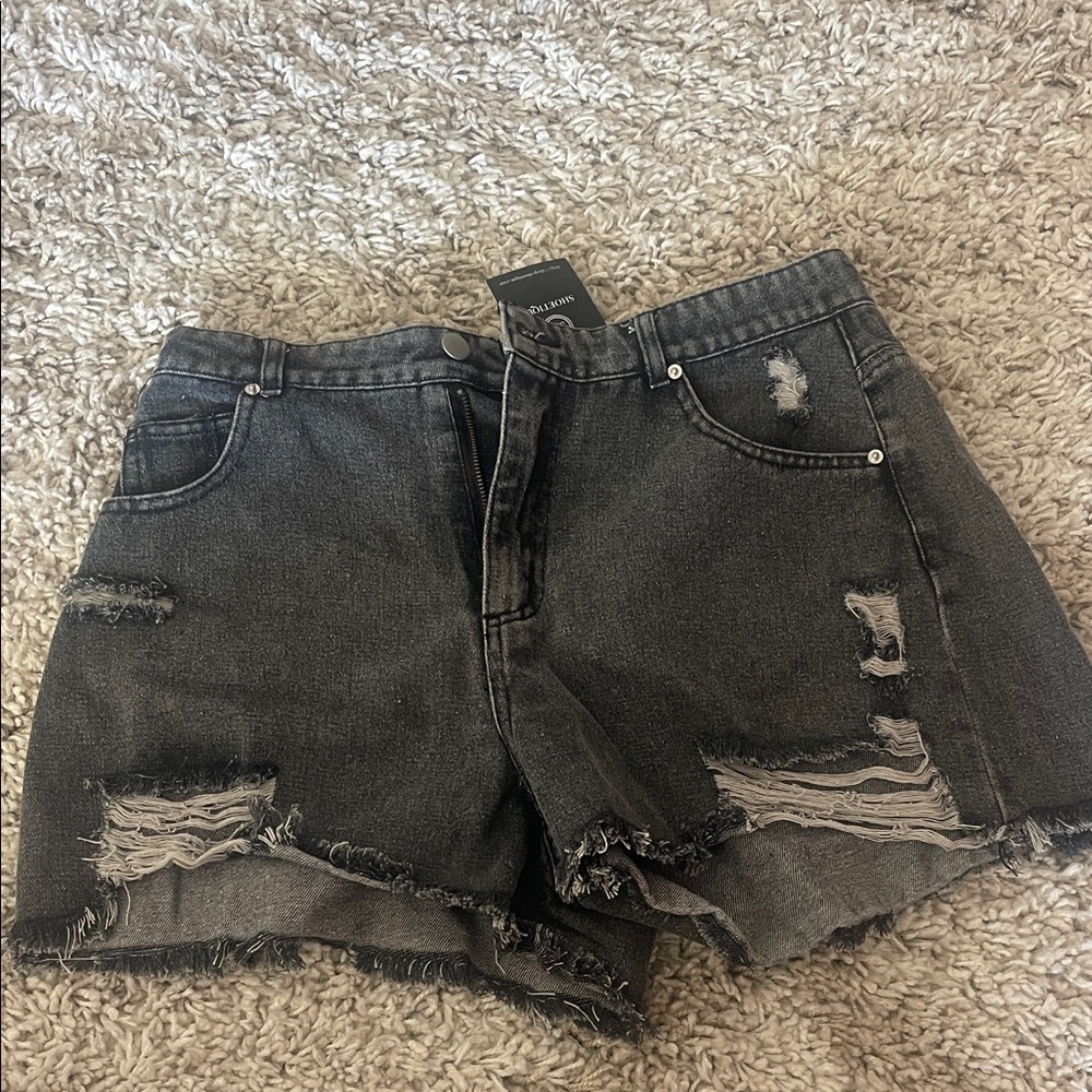 HYFVE Charcoal Distressed Jean Shorts
